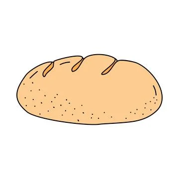 Side view of fresh baked bread loaf with texture, doodle style vector Stock Illustration