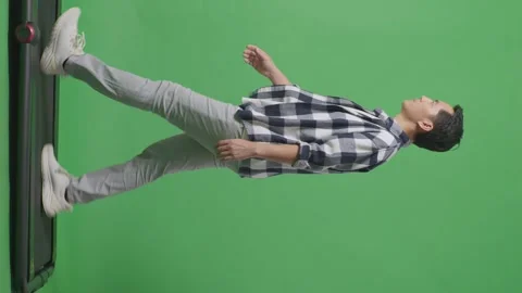 Side View Full Body Of Asian Man Walking In Green Screen Background Stockbeeldmateriaal 248007192