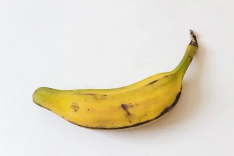 Side view of a fully ripe Burro banana, Orinoco, Bluggoe, Horse, Hog Stock Photos