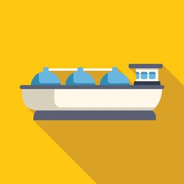 Side view of a gas tanker ship delivering liquefied natural gas using pipeline Stock Illustration