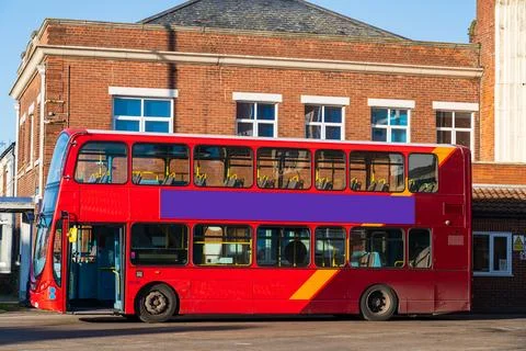 Side view of a generic UK bus Stock Photos