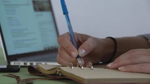 Side view girl writing in the notebook Stock Footage 109168671