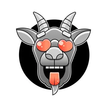 Side view goat head logo template for meat and dairy products, cartoon vector Stock-Illustration