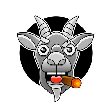 Side view goat head logo template for meat and dairy products, cartoon vector Stock Illustration