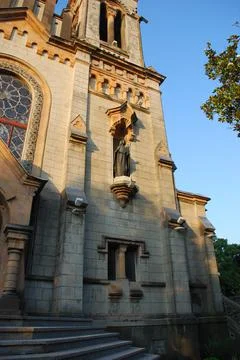 Side view of Gothic Revival style Cathedral of the Mother of God in Batumi Stock Photos