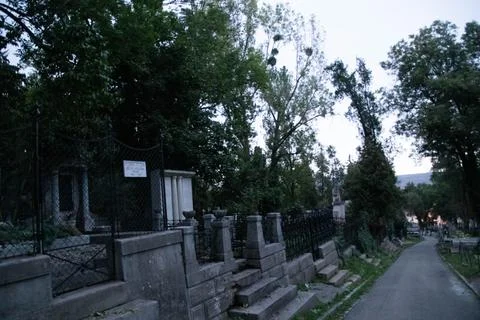 Side view of graves Stock Photos