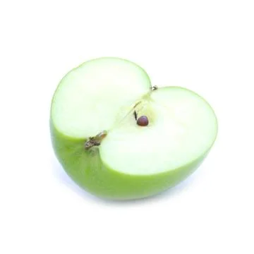 Side view green apple half sliced Stock Photos
