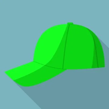 Side view of green baseball cap icon, flat style Illustrazione stock