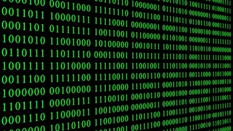 Side view of Green binary digital code Stock Footage 94699487