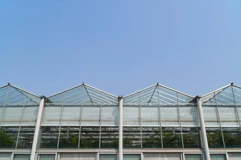 Side view of greenhouse Stock Photos