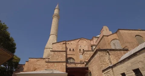 Side view of Hagia Sophia Complex. Istanbul. Turkey. DJI-0940-01 Video stock 102508949