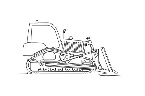 Side view of a heavy industrial tracked bulldozer construction Иллюстрация