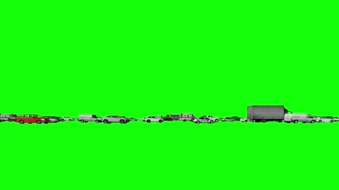 Side view of heavy traffic with 3d animated cars on green screen background Stock Footage 313547848