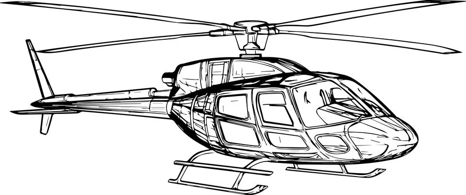Side View of a Helicopter in Flight Illustrazione stock