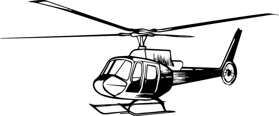 Side View of a Helicopter in Flight Stock Illustration