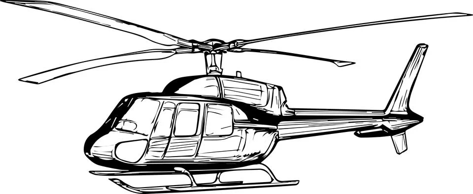 Side View of a Helicopter Stock Illustration