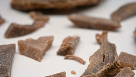 Side view herb CuEZhu or Curcumae Rhizoma or Vinegar Processed Blue Turmeric Stock Footage 147971741