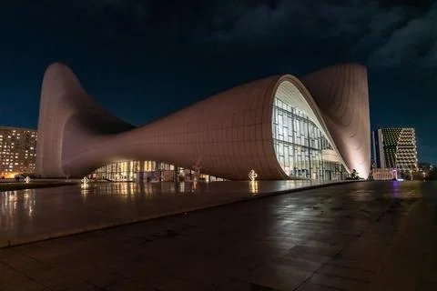 Side view of Heydar Aliyev Cente Stock Photos