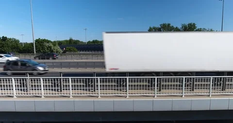 Side View Of A Highway. Busy Freeway Stock-Footage 90432654