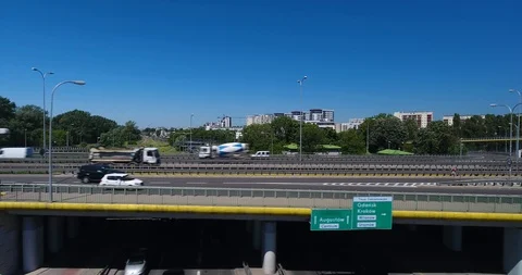 Side View Of Highway. Congested Freeway. Aerial Shot Stock Footage 90603410