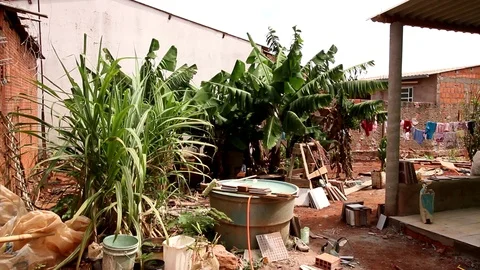 Side View of a Home being Built by Volunteers Stock Footage 118933543