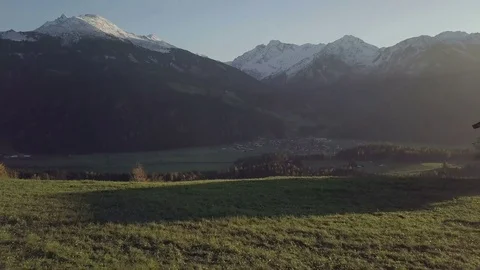 Side view on  the house on the green hill with the view  - Aerial Stock Footage 83839735