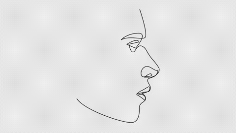 Side view of human face one line drawing... | Stock Video | Pond5