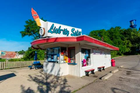 Side view of Ice Cream store Stock Photos