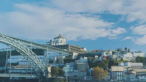 Side view of the iconic iron bridge in Porto. Stock Footage 327687467