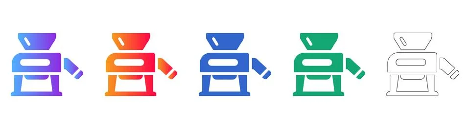 Side View Industrial Grinder Machine Icon Set for Manufacturing Illustration