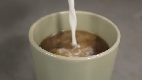 Side view italian coffee maker  pouring whipped cream in a coffee cup 4k Stock Footage 96144886