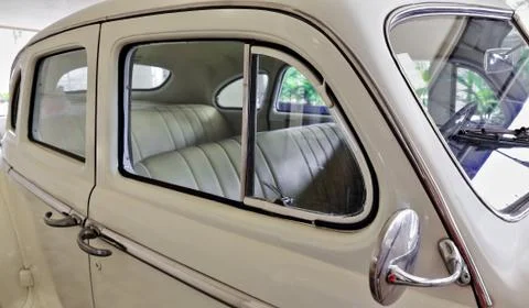 Side view-ivory painted body-1940s' vintage car-suicide doors. Cebu city-PH Stock Photos