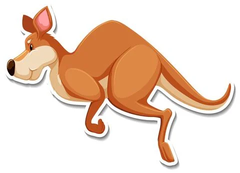 Side view of kangaroo cartoon character sticker Stock Illustration