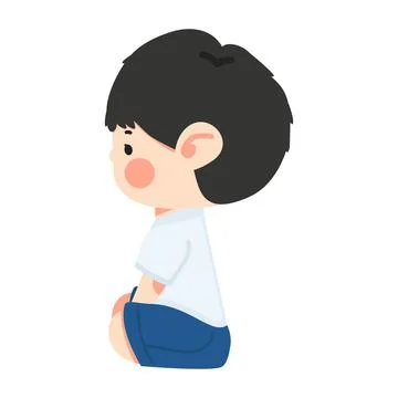Side View  kid Sitting on Floor 스톡 일러스트