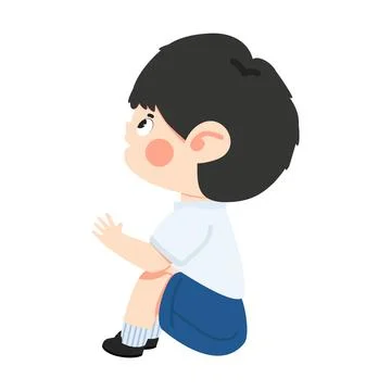 Side View  kid Sitting on Floor Illustrazione stock
