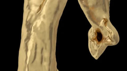 Side view of liquid bright gold flowing in circular motion - on black (FULL HD) Vídeos de archivo 79923723