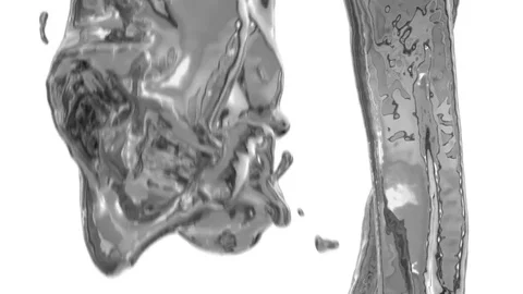 Side view of liquid metal flowing in circular motion - on white (FULL HD) Vidéo 79925599