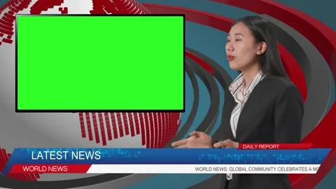 Side View Of Live News Studio With Asian... | Stock Video | Pond5
