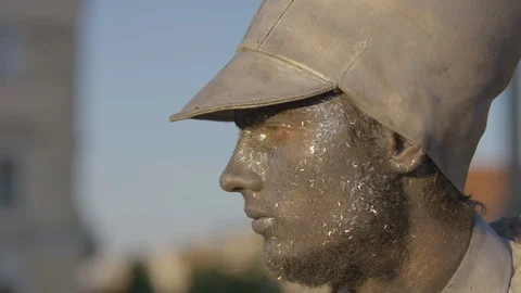 Side view of a living statue Stock Footage 100367349
