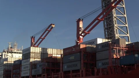 Container Ship Side View Stock Video Footage | Royalty Free Container ...