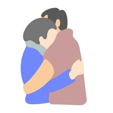 Side view of lover couple hugging each other illustration vector isolated Stock Illustration