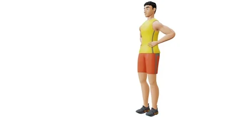 In side view Man Character doing Forward Lunges exercise Video stock 234467392