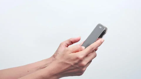 Side view man holding a mobile phone Stock Footage 244698428