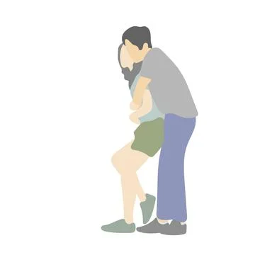 Side view man hugging his girlfriend illustration vector isolated Stock Illustration