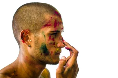 Side view of man with painted face Stock Photos