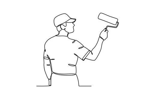 Side view of a man painting Ilustración de archivo