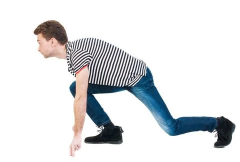 Side view man start position. side view man start position. Rear view peop... Stock Photos