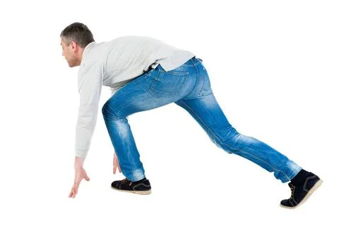 Side view man start position. side view man start position. Rear view peop... Stock Photos