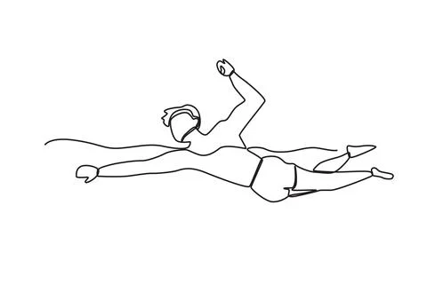 Side view of a man swimming on the beach Stock Illustration