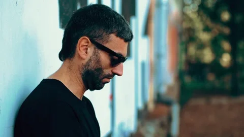 Side View of Man Thinking About Financial Problems Stock Footage 303502998